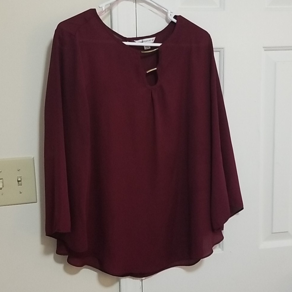 Burgundy Long Sleeved Blouse